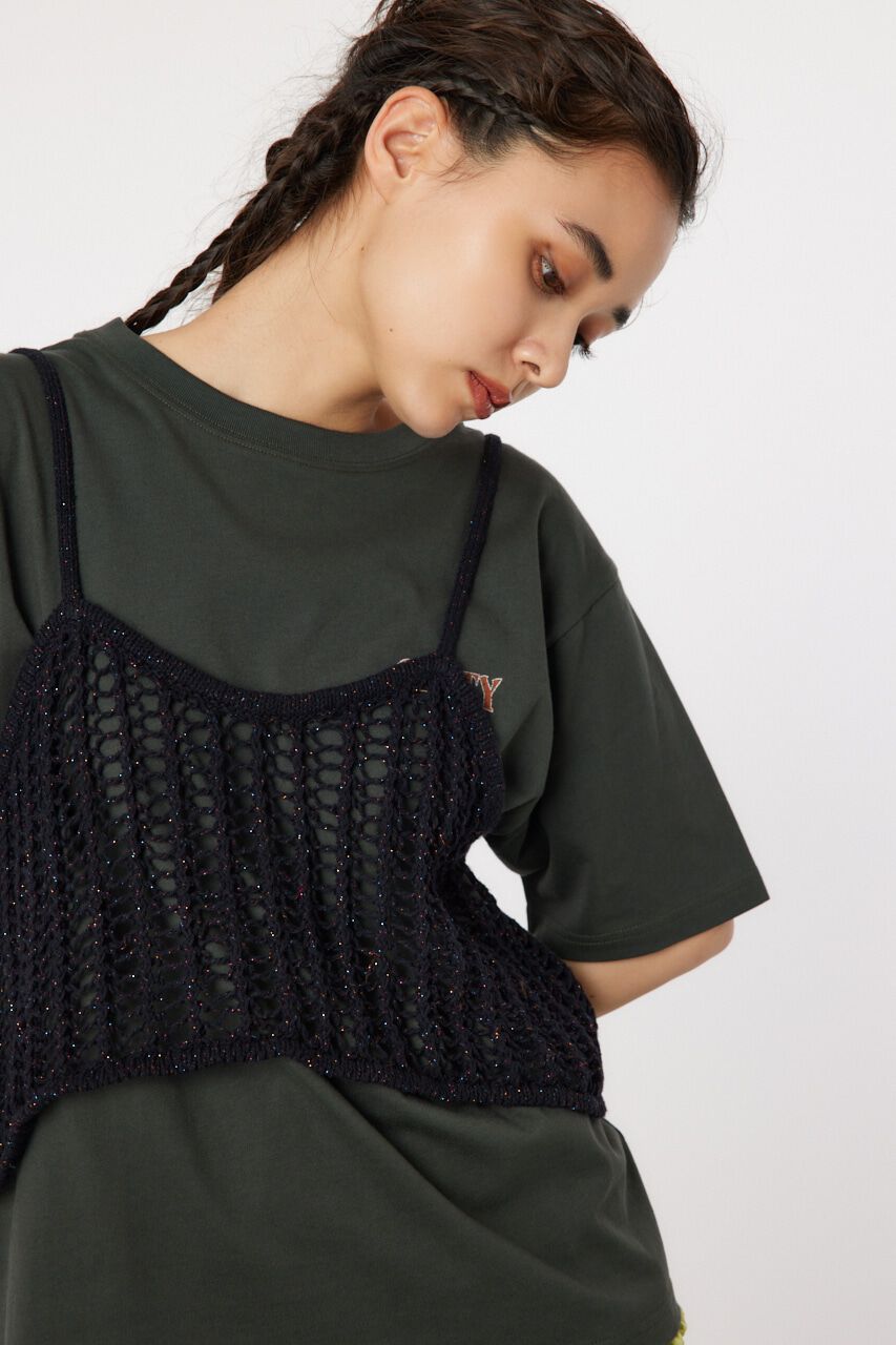 RODEO CROWNS「ラメニットメッシュビスチェ」|キャミソール|