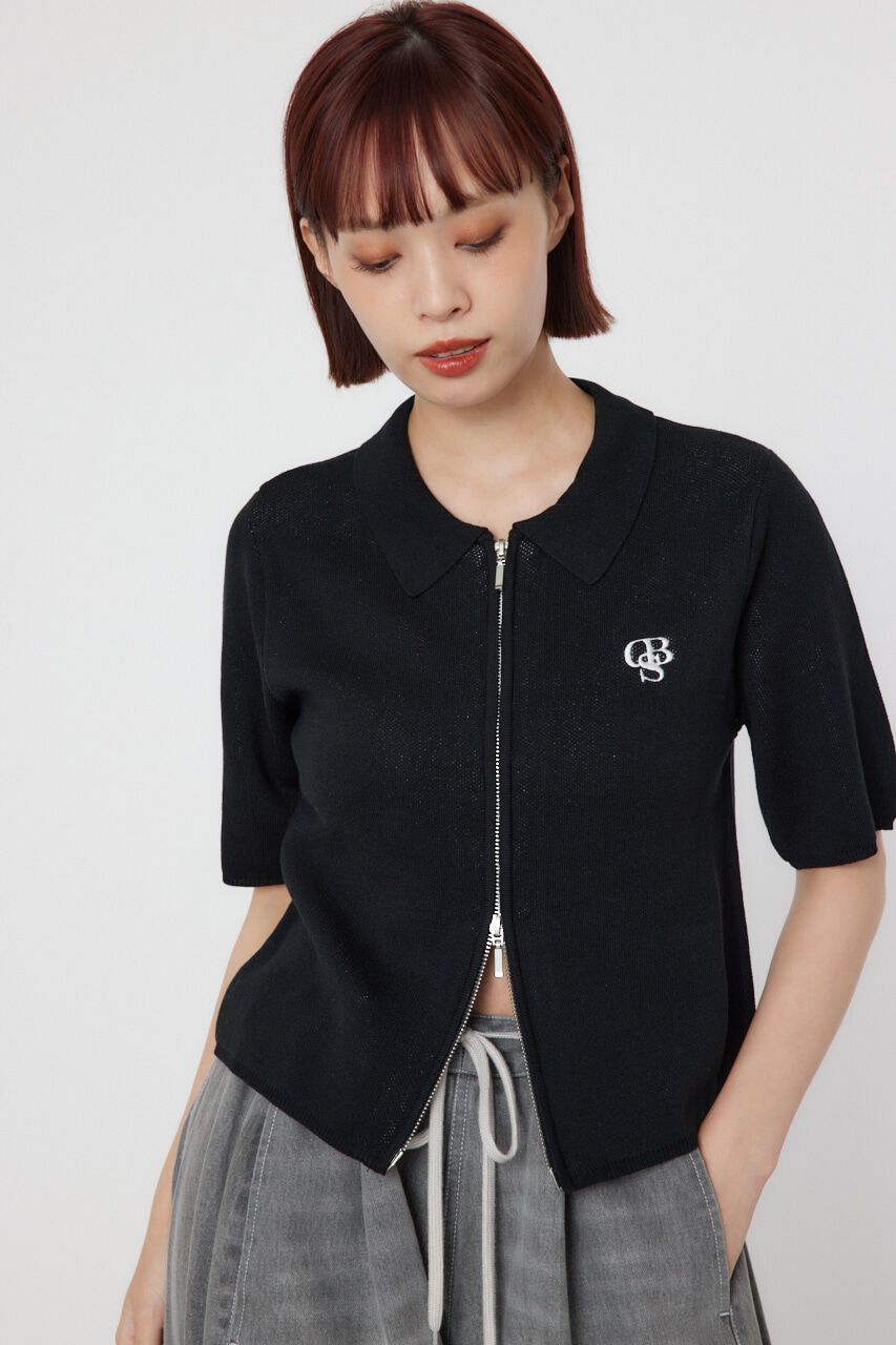 RODEO CROWNS「DSB ZIP KNIT トップス」|ニット・セーター|BLK