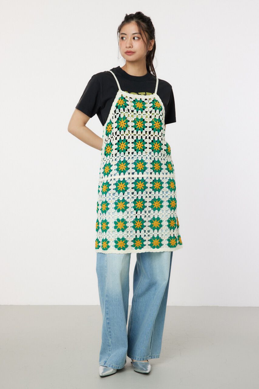 RODEO CROWNS「FLOWERクロシェキャミミニワンピース」|ワンピース|