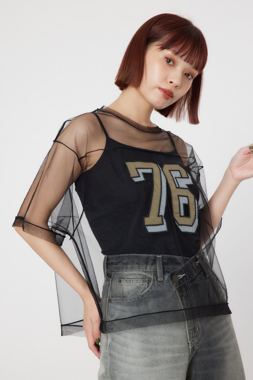 RODEO CROWNS「ミリタリーナンバリングシアートップス」|シャツ・ブラウス|BLK