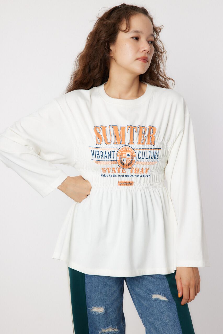 RODEO CROWNS「シャーリングプリントロングTシャツ」|Tシャツ・カットソー|O/WHT1