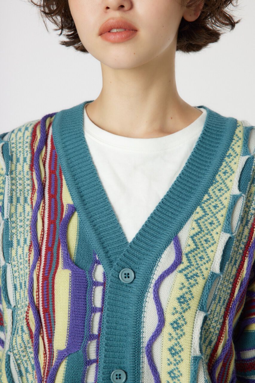 RODEO CROWNS「3Dマルチカラーニットカーディガン」|カーディガン|