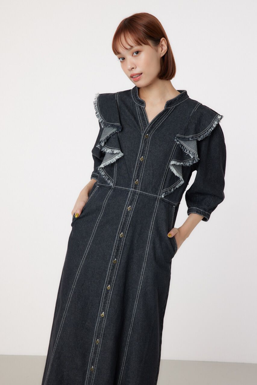 RODEO CROWNS「フリルデザインデニムロングワンピース」|ワンピース|