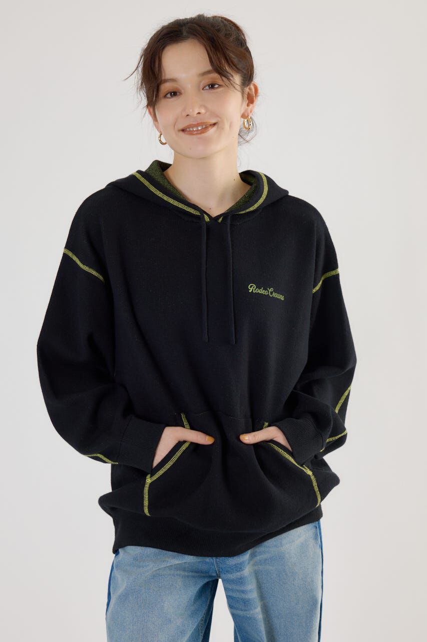 RODEO CROWNS「スウェットライクジャガードロゴフーディー」|パーカー|BLK