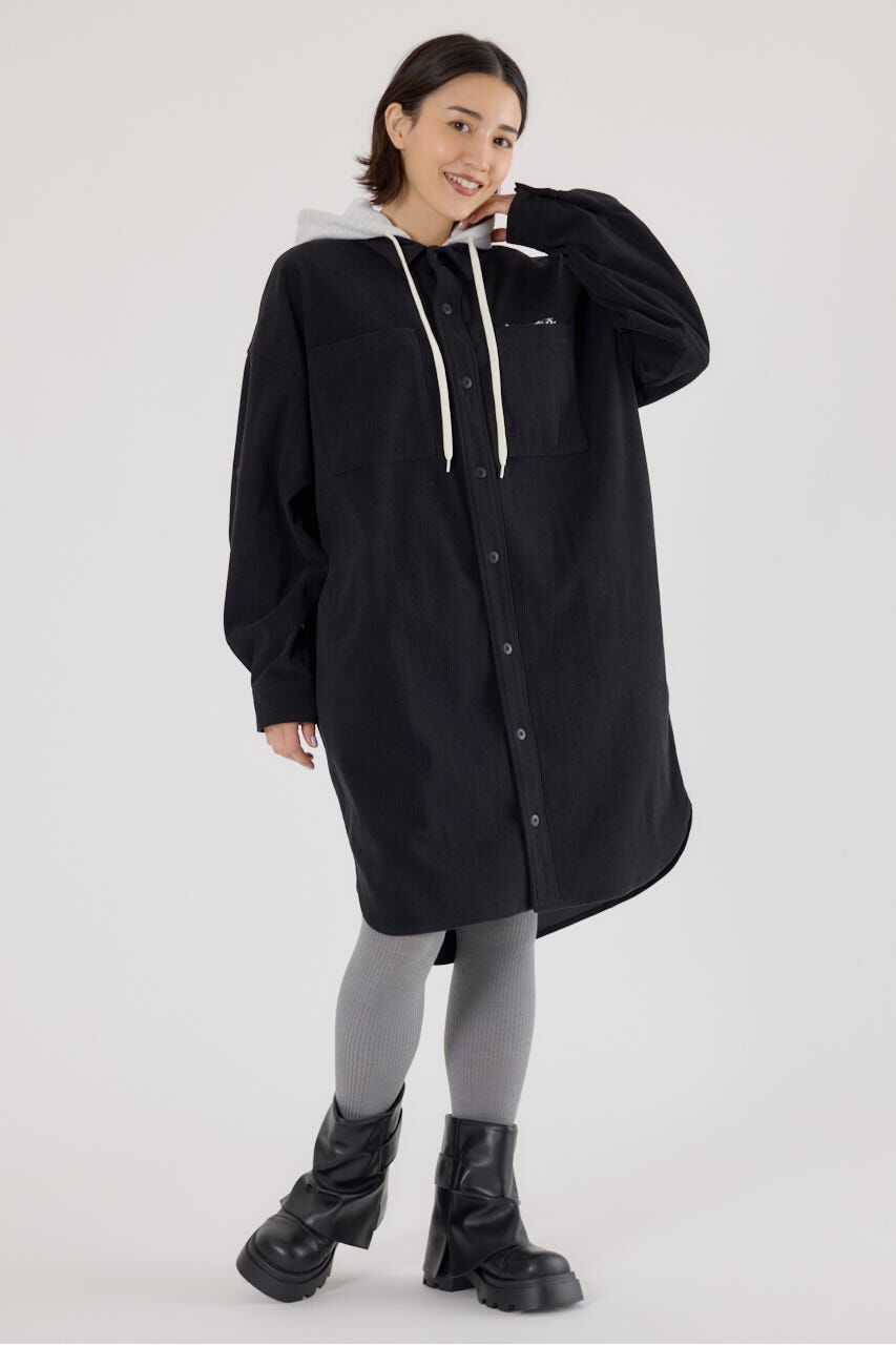 RODEO CROWNS「フード付きコーデュロイシャツワンピース」|ワンピース|