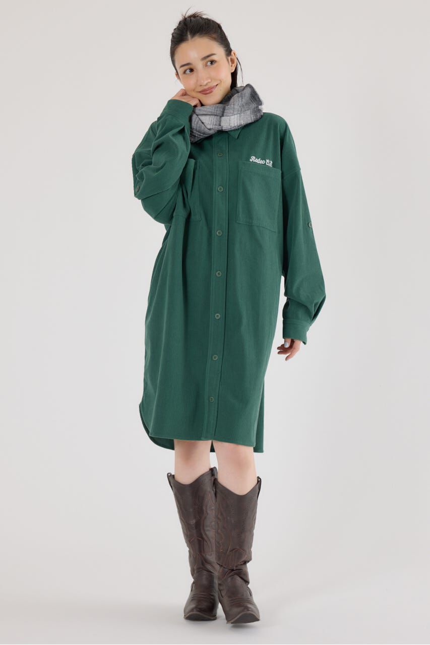 RODEO CROWNS「フード付きコーデュロイシャツワンピース」|ワンピース|