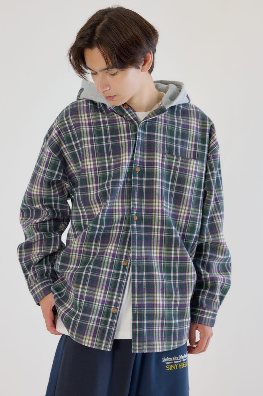 RODEO CROWNS「ボンディングフーデッドチェックシャツ」|シャツ・ブラウス|GRN