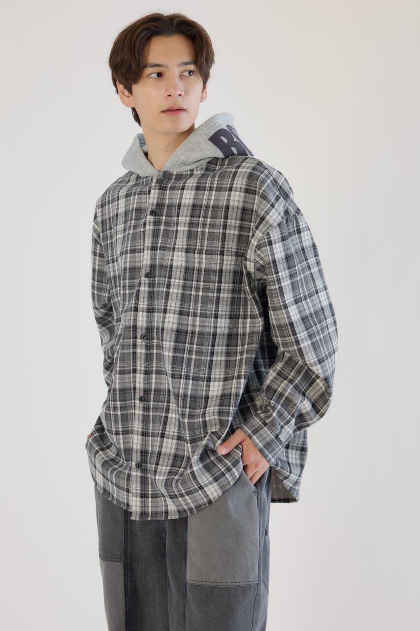 RODEO CROWNS「ボンディングフーデッドチェックシャツ」|シャツ・ブラウス|