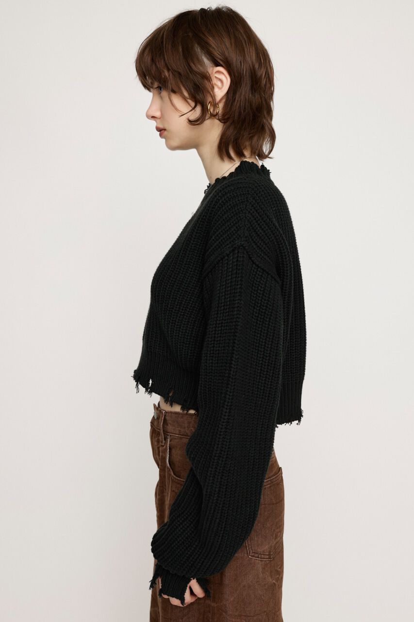 SLY「DAMAGE CROPPED KNIT トップス」|ニット・セーター|