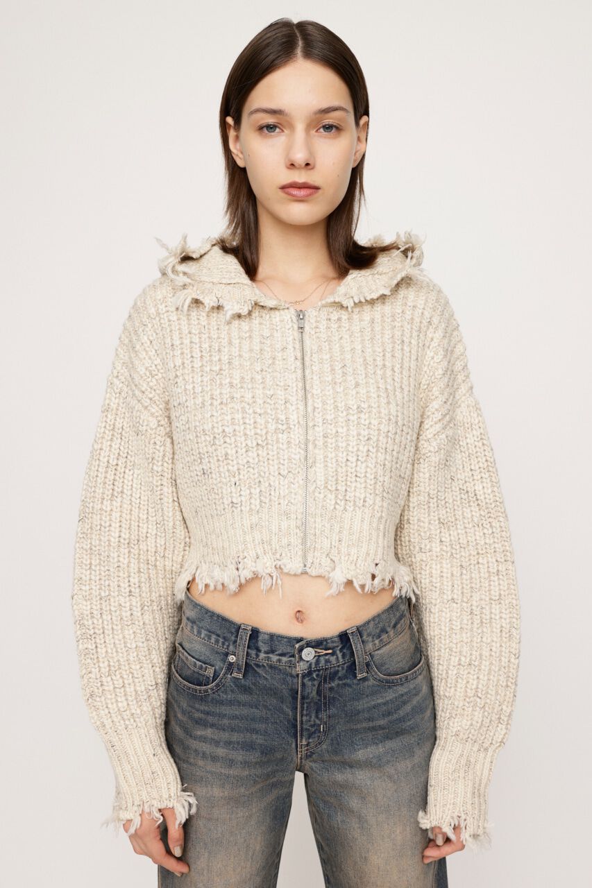 SLY「DAMAGED CHUNKY HOODIE」|カーディガン|