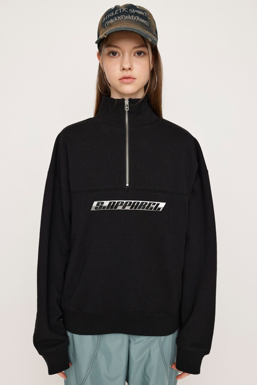 SLY「BI-COLOR HALF ZIP スウェット」|Tシャツ・カットソー|BLK