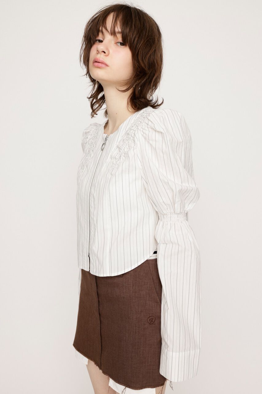 SLY「FRONT ZIP SHIRRING ブラウス」|シャツ・ブラウス|