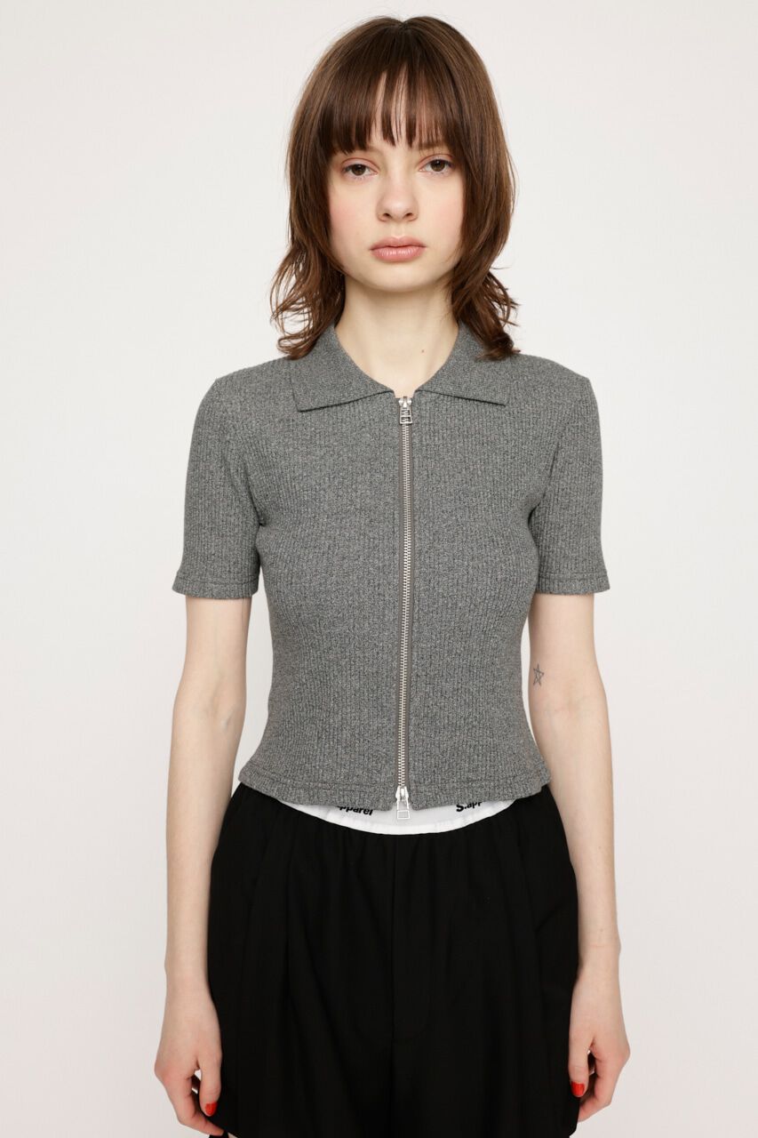 SLY「FRONT ZIP CUT RIB トップス」|Tシャツ・カットソー|
