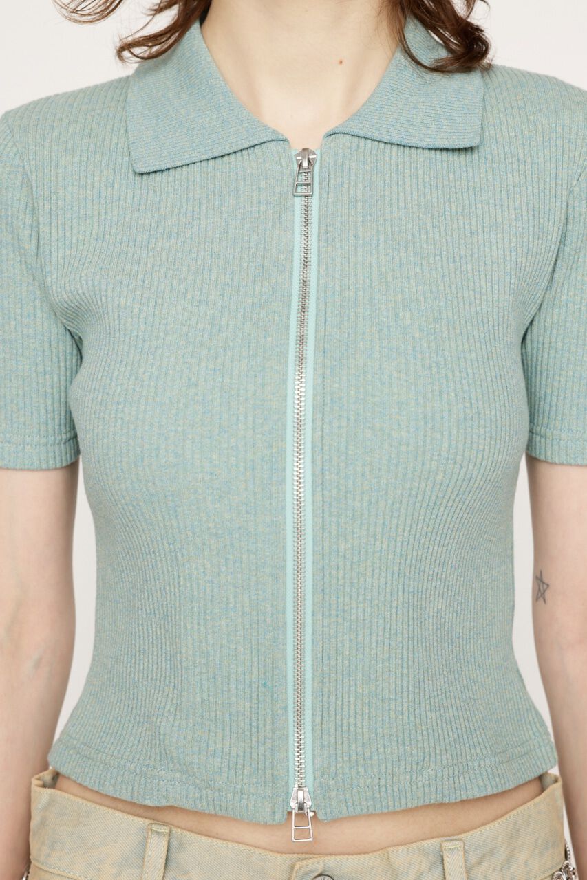 SLY「FRONT ZIP CUT RIB トップス」|Tシャツ・カットソー|