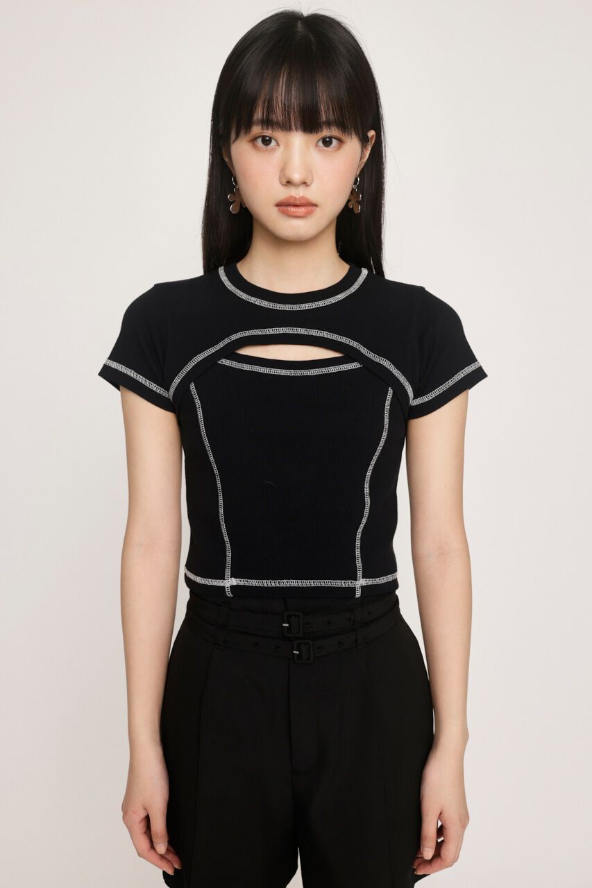 SLY「BI COLOR STITCH トップス」|Tシャツ・カットソー|BLK