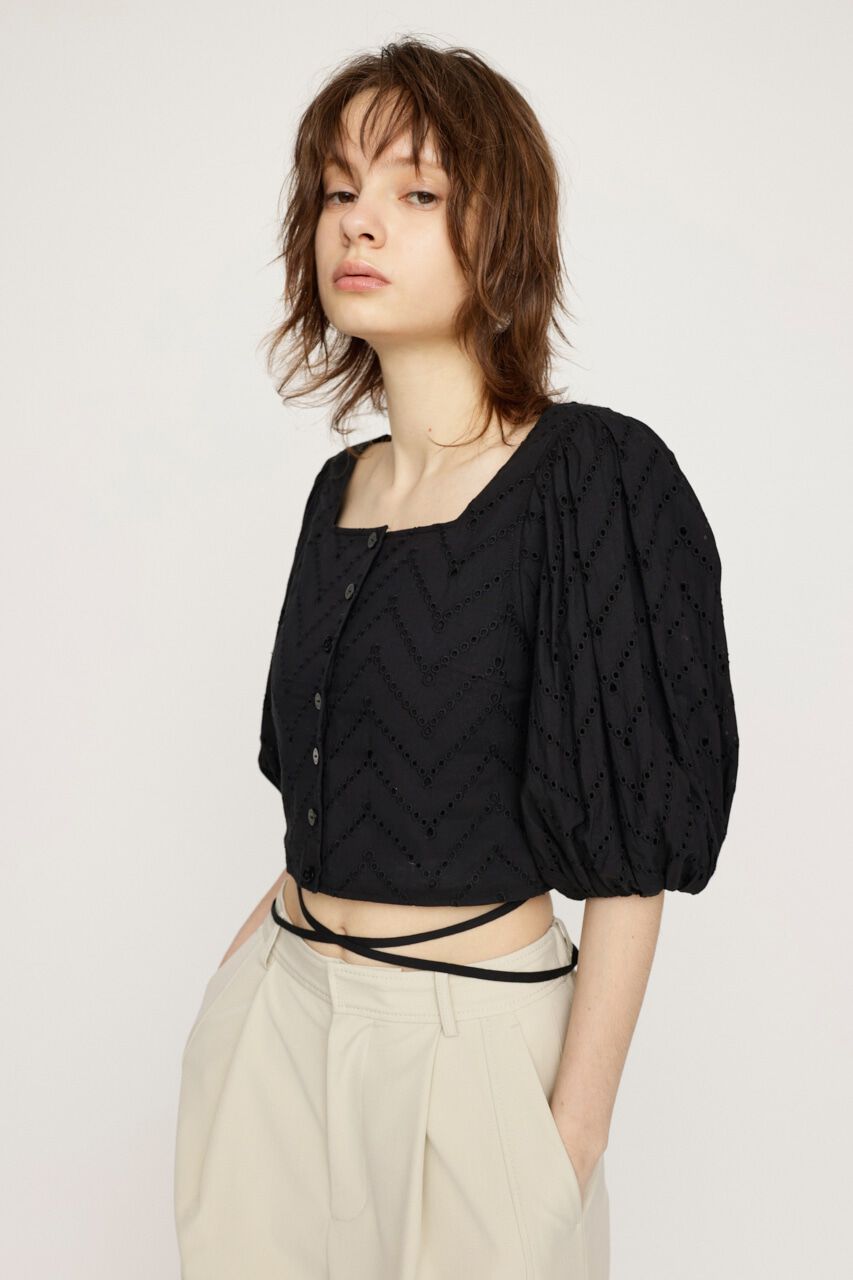 SLY「FRONT BUTTON LACE PUFF トップス」|シャツ・ブラウス|