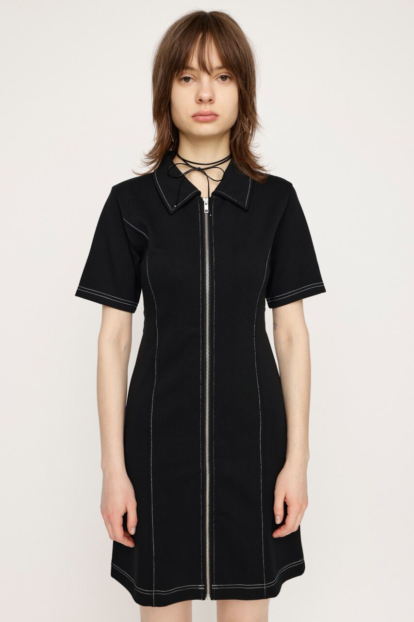 SLY「FRONT ZIP BACK OPEN ショートワンピース」|ワンピース|