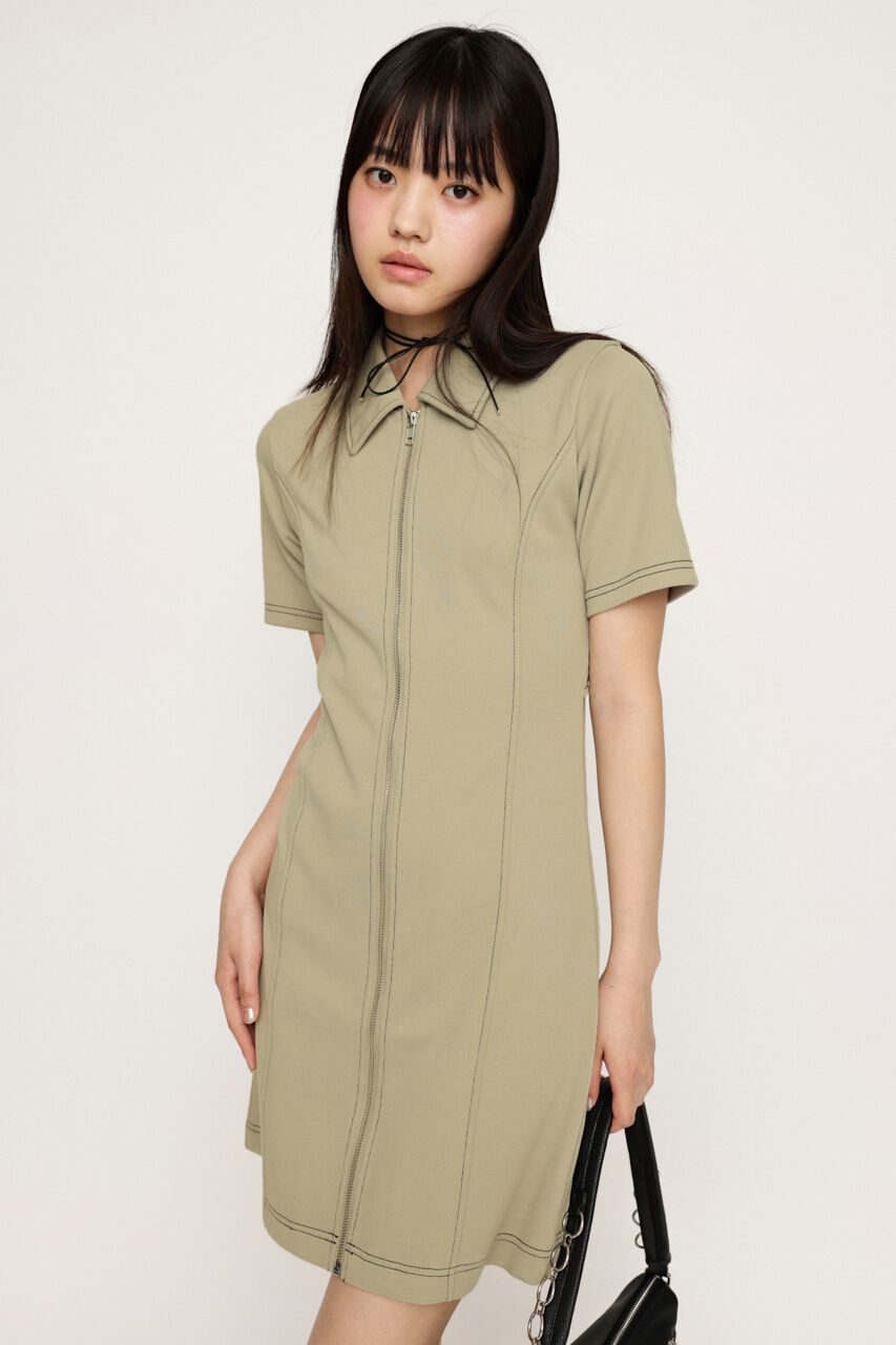 SLY「FRONT ZIP BACK OPEN ショートワンピース」|ワンピース|