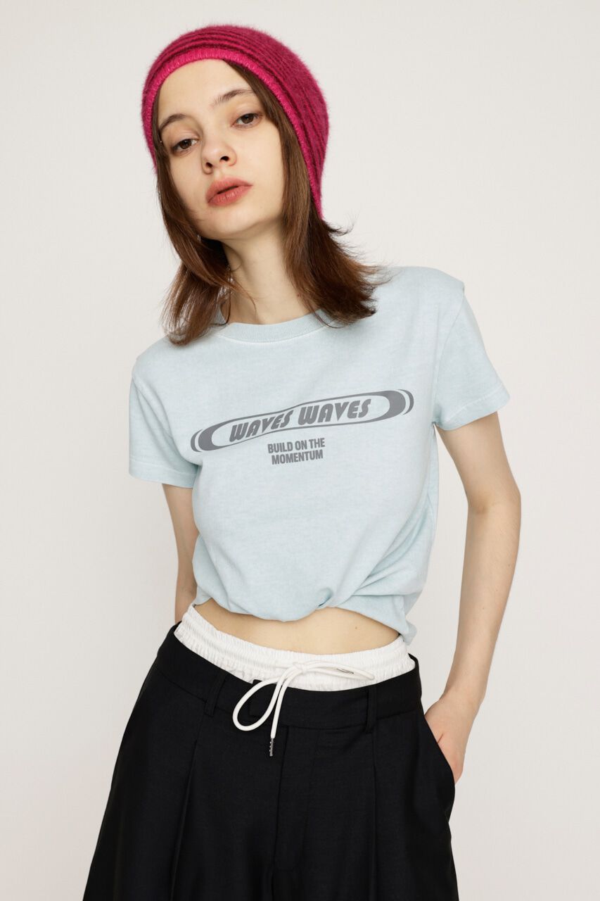 SLY「FRONT PRINT COMPACT Tシャツ」|Tシャツ・カットソー|L/BLU1
