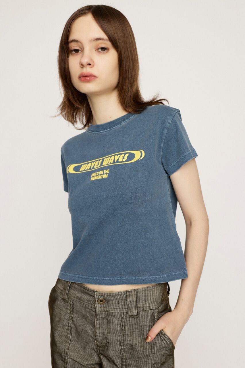 SLY「FRONT PRINT COMPACT Tシャツ」|Tシャツ・カットソー|L/NVY1