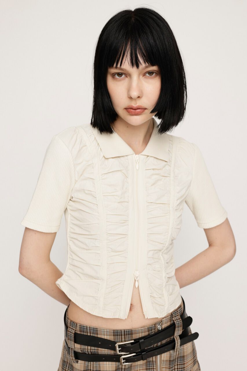 SLY「FRONT GATHER ZIP トップス」|Tシャツ・カットソー|
