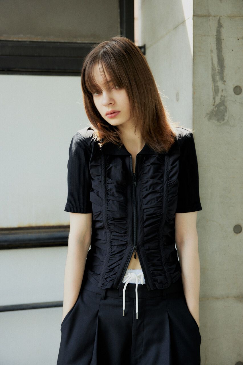 SLY「FRONT GATHER ZIP トップス」|Tシャツ・カットソー|