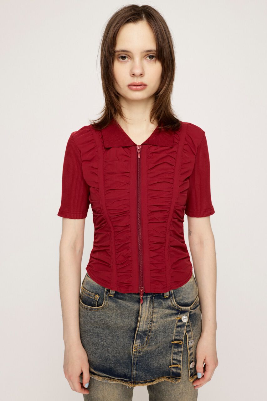 SLY「FRONT GATHER ZIP トップス」|Tシャツ・カットソー|