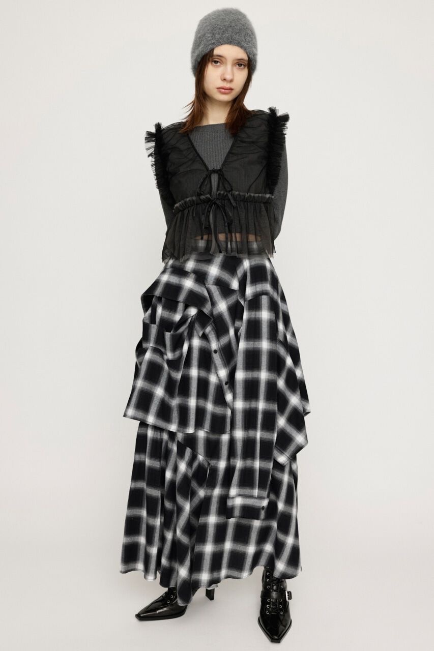 SLY「PLAID LAYERED ロングスカート」|スカート|M/BLK7