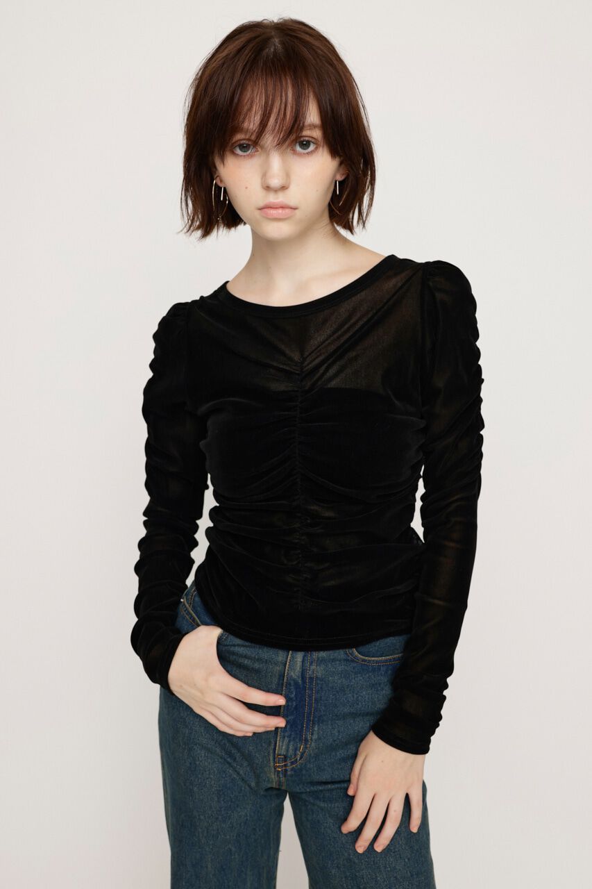SLY「FRONT GATHER PUFF トップス」|Tシャツ・カットソー|BLK