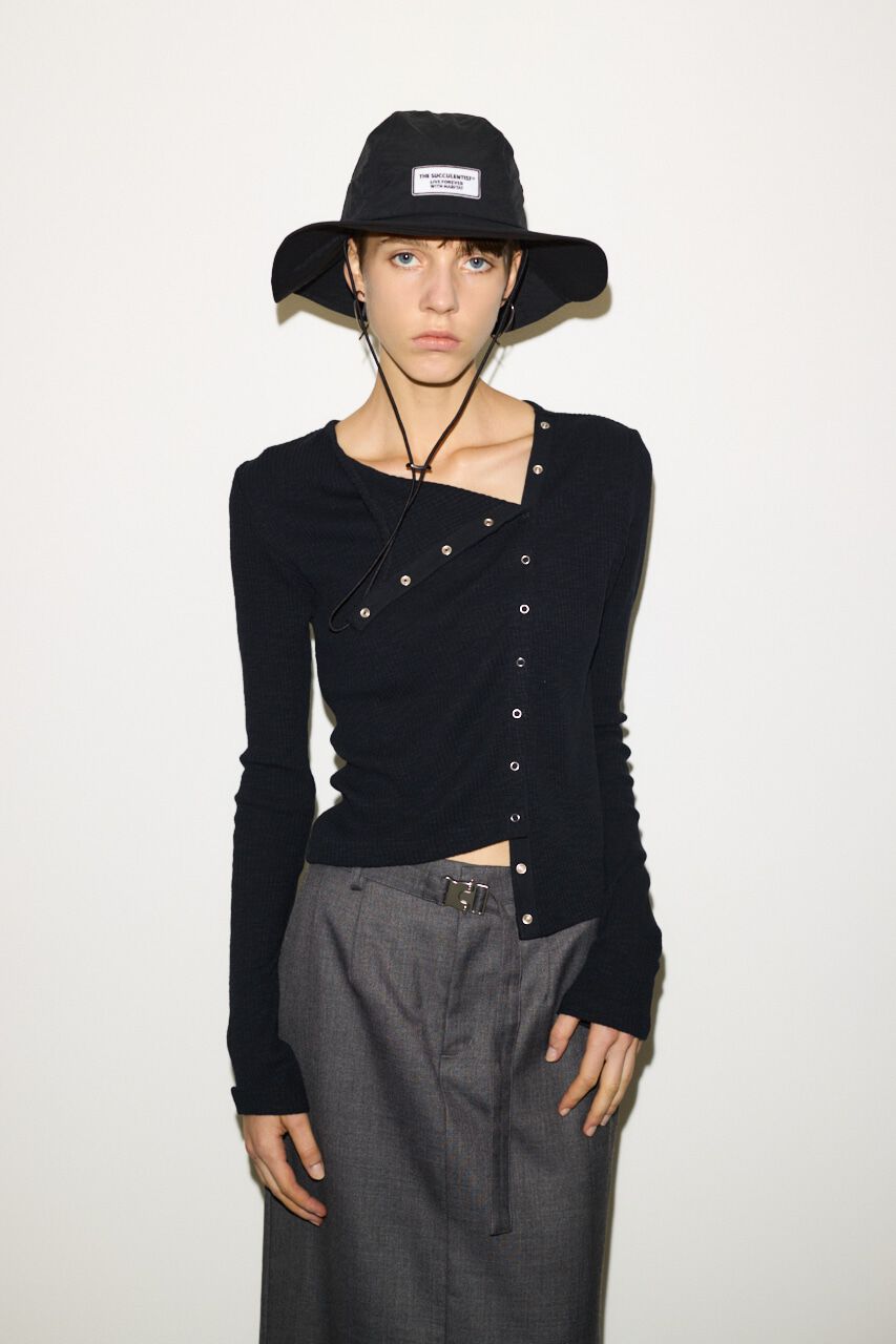 SLY「SLANT BUTTON L／S トップス」|Tシャツ・カットソー|BLK