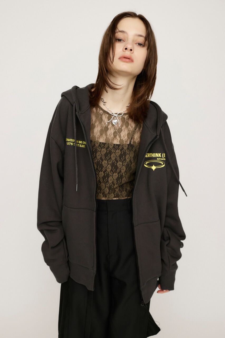 SLY「FRONT ZIP PRINT HOODIE」|パーカー|