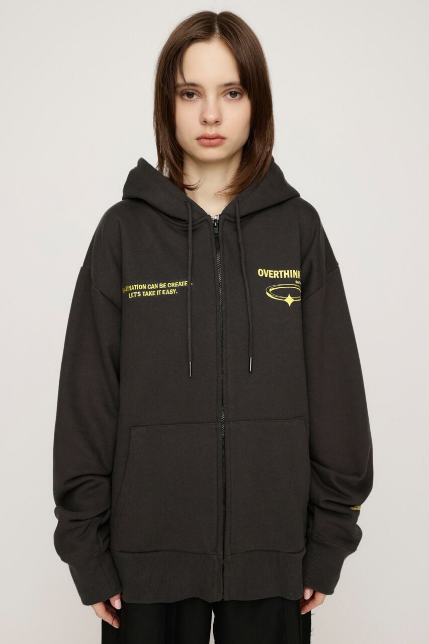 SLY「FRONT ZIP PRINT HOODIE」|パーカー|