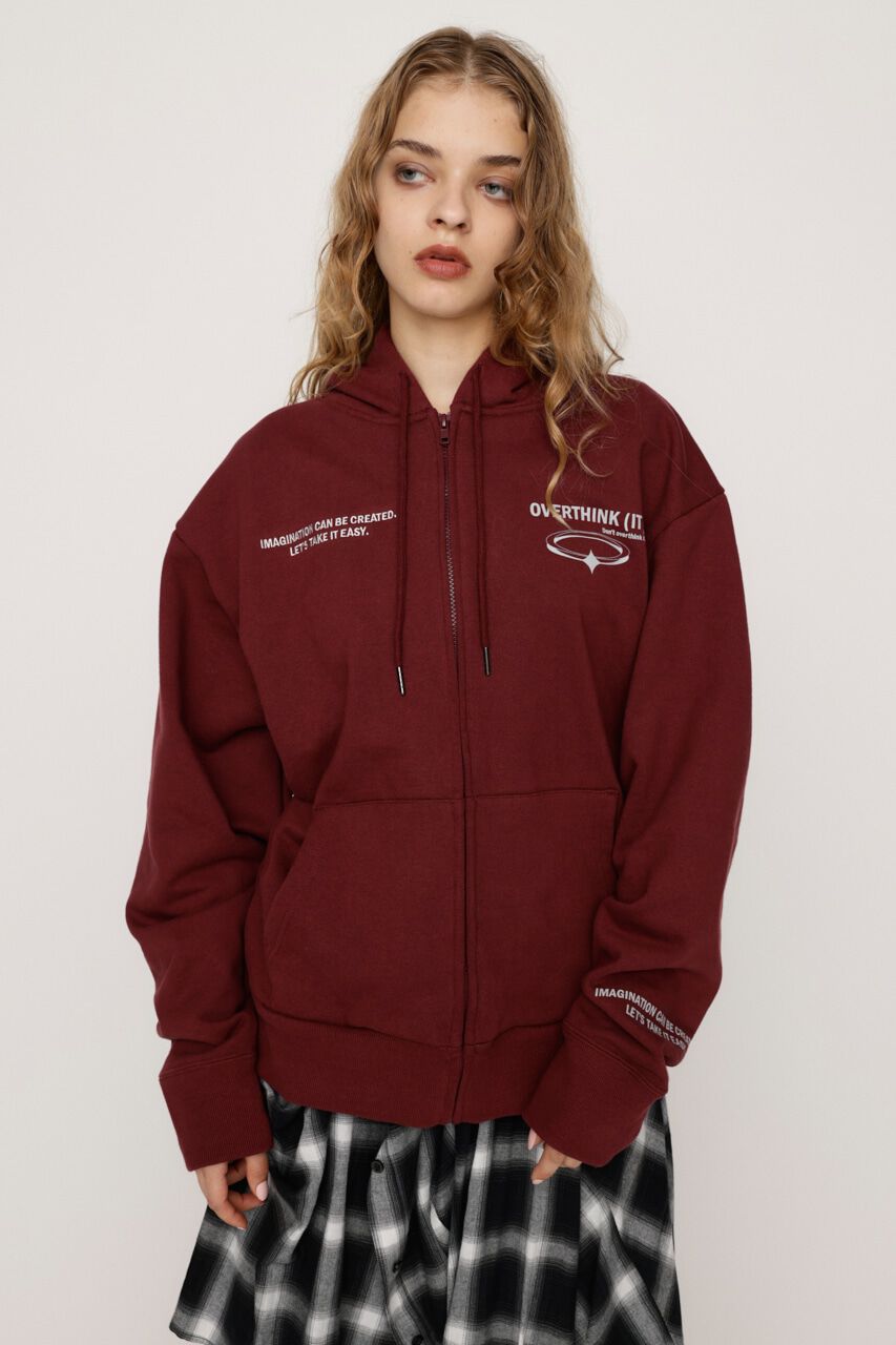 SLY「FRONT ZIP PRINT HOODIE」|パーカー|D/RED3