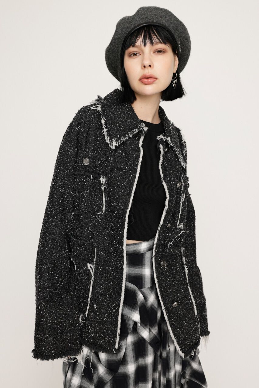 SLY「GRAIN TWEED JK-BE」|デニムジャケット|BLK