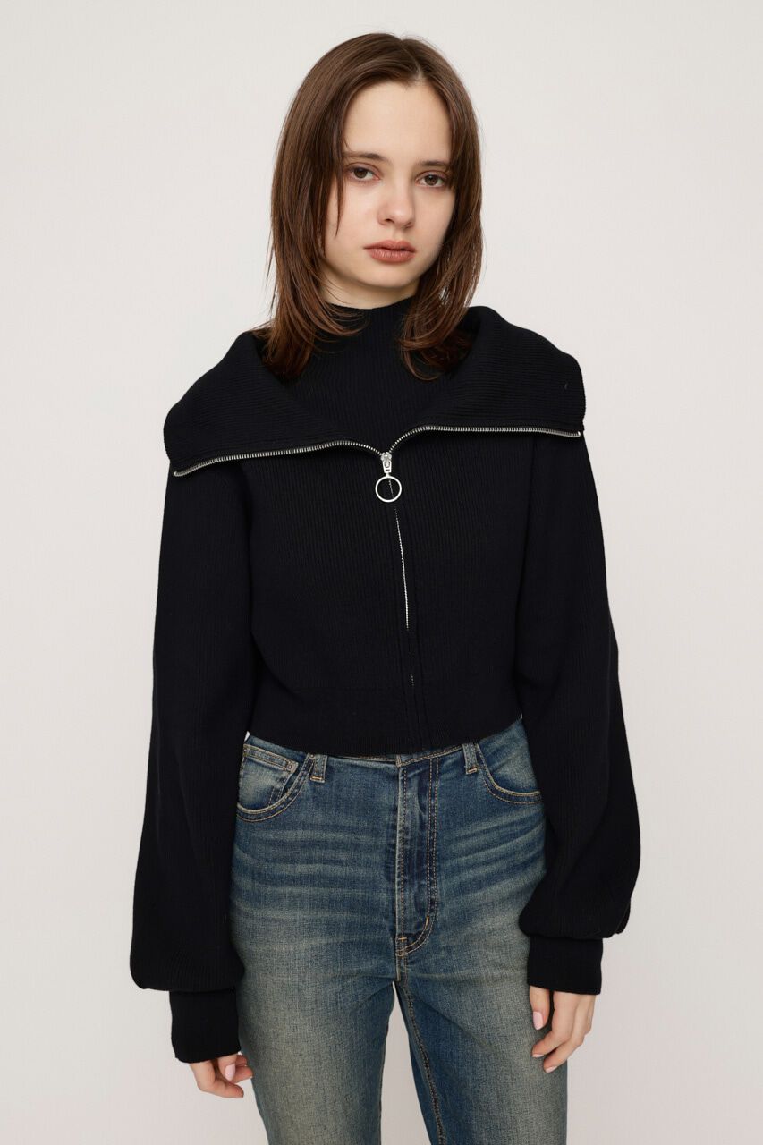 SLY「COLLAR ZIP CROP 2P トップス」|ニット・セーター|