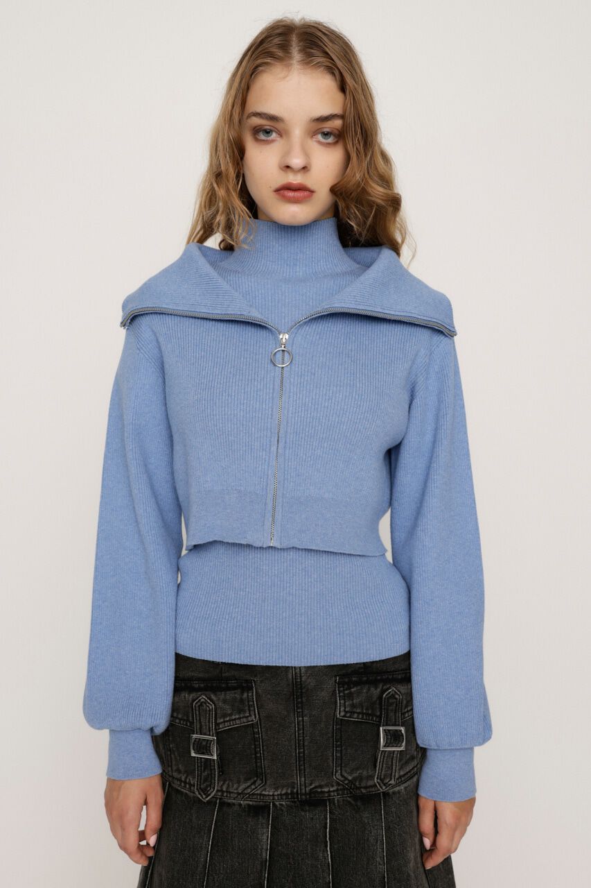 SLY「COLLAR ZIP CROP 2P トップス」|ニット・セーター|
