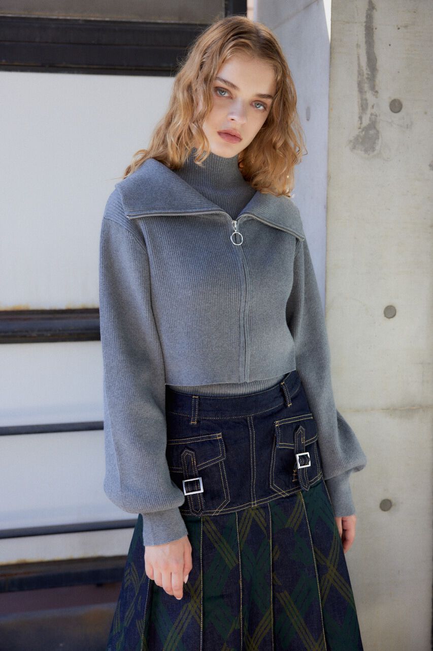 SLY「COLLAR ZIP CROP 2P トップス」|ニット・セーター|