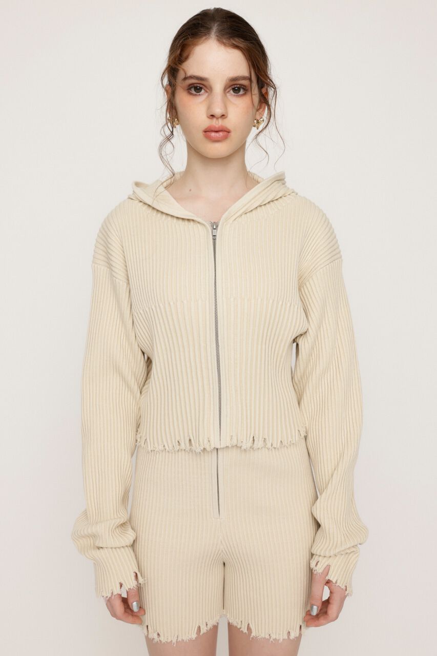SLY「CRUSH KNIT HOODIE」|カーディガン|