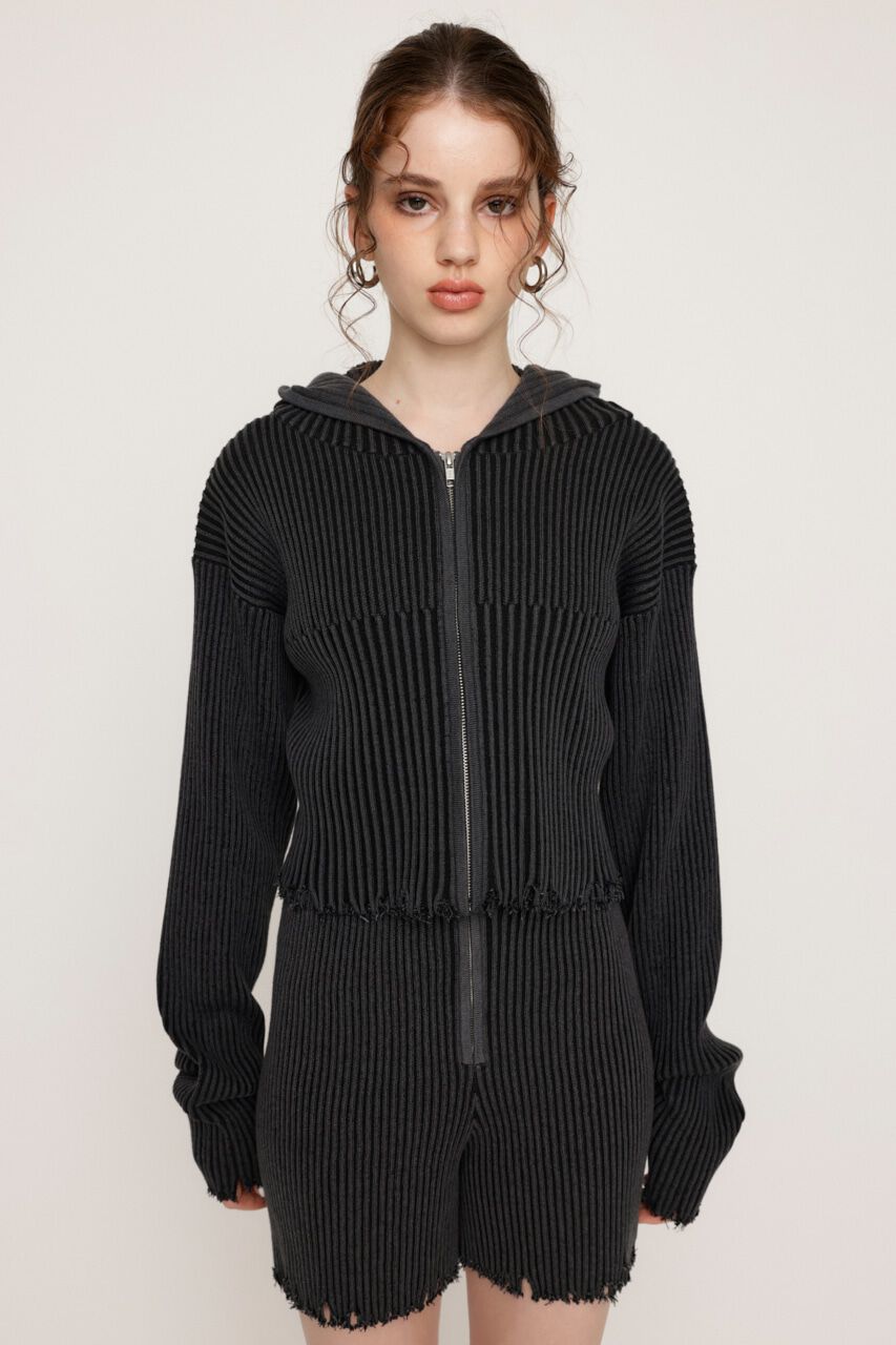SLY「CRUSH KNIT HOODIE」|カーディガン|