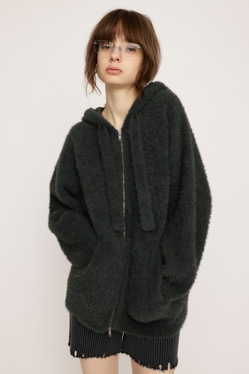 SLY「ZIP UP SHAGGY HOODIE」|パーカー|D/GRY3