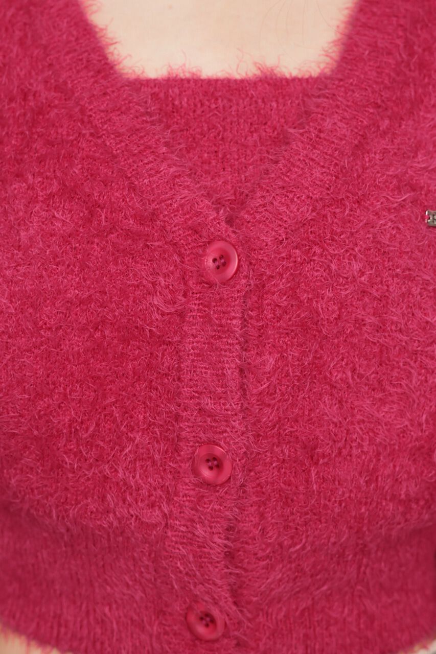 SLY「SHAGGY V／N CROP カーディガン」|カーディガン|