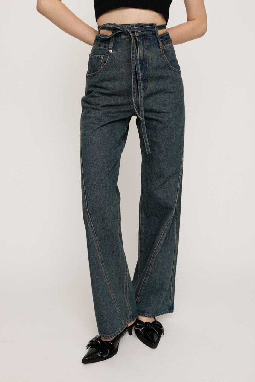 SLY「CUT OFF WAIST STRAIGHT パンツ」|デニム|BLU
