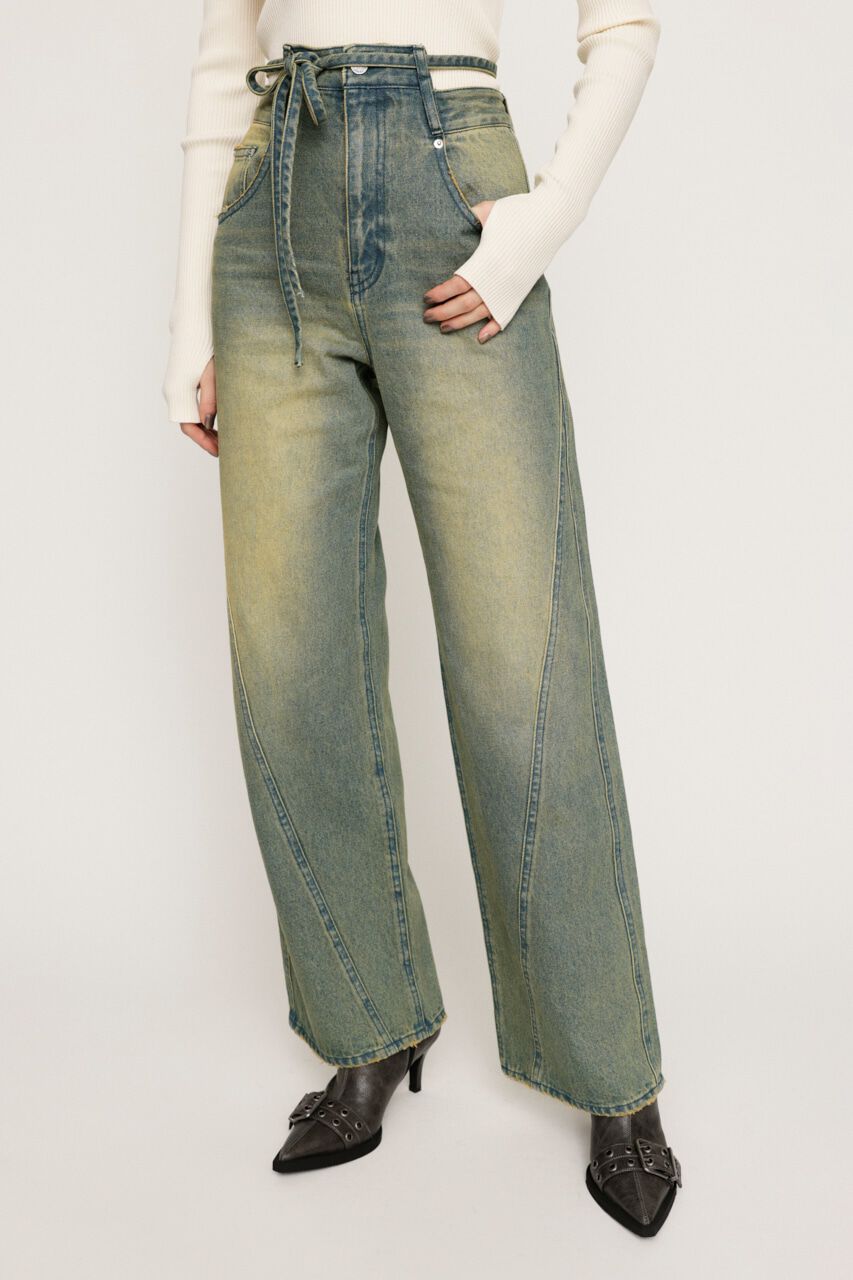 SLY「CUT OFF WAIST STRAIGHT パンツ」|デニム|