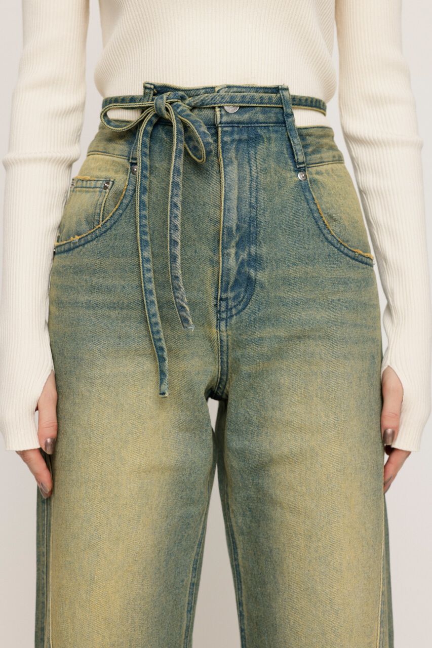 SLY「CUT OFF WAIST STRAIGHT パンツ」|デニム|