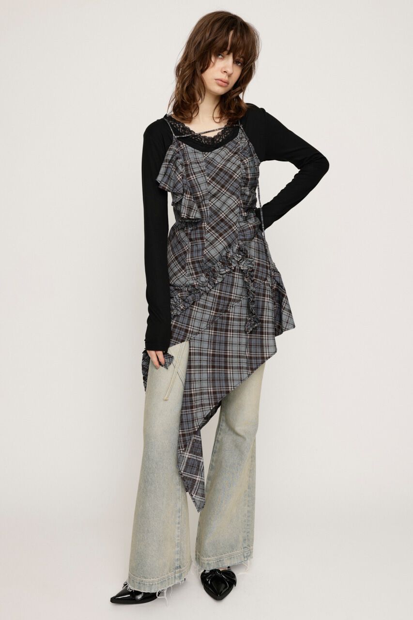 SLY「CHECK COMBI キャミソール」|チュニック|M/BLK7