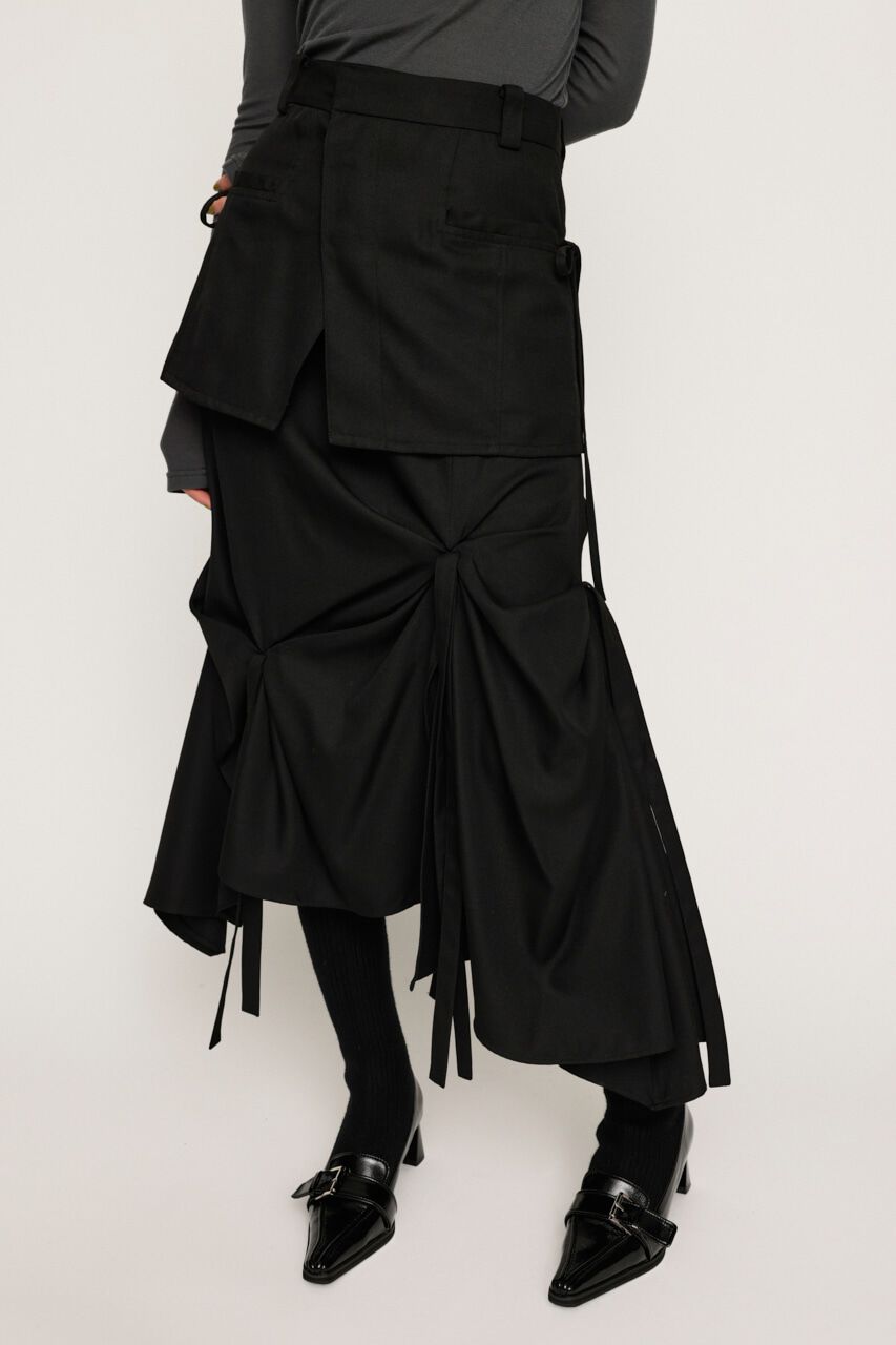 SLY「LAYERED TUCK RIBBON スカート」|スカート|BLK
