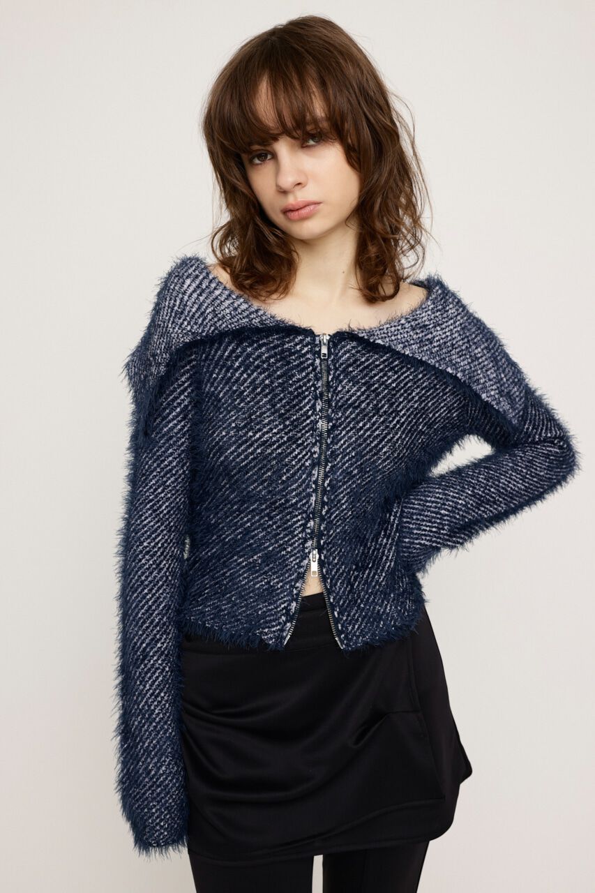 SLY「SHAGGY STRIPE MG トップス」|ニット・セーター|NVY