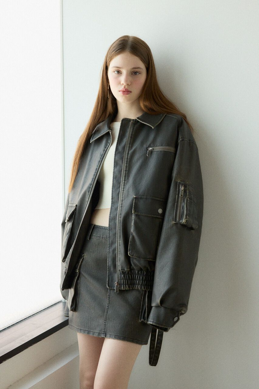 SLY「VINTAGE F／LEATHER S／ブルゾン」|ブルゾン・スタジャン|