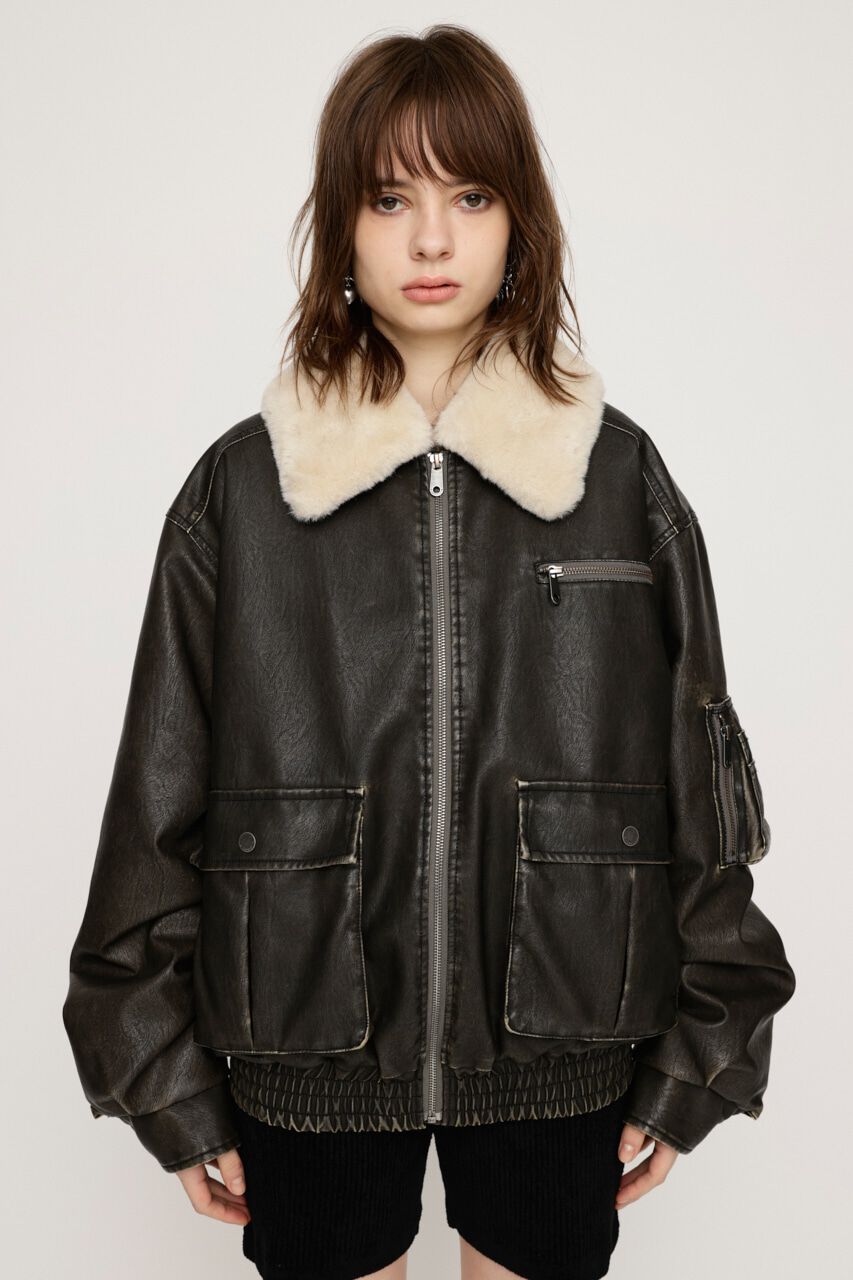 SLY「VINTAGE F／LEATHER S／ブルゾン」|ブルゾン・スタジャン|