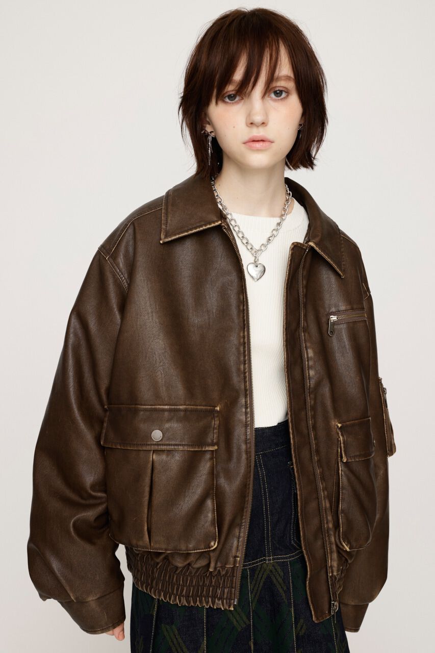 SLY「VINTAGE F／LEATHER S／ブルゾン」|ブルゾン・スタジャン|